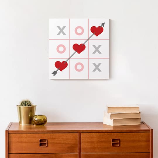Tic Tac Toe Hearts 12" x 12" Canvas Wall Art